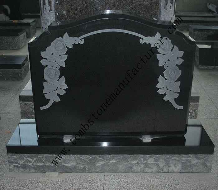 rose carving granite headstone40